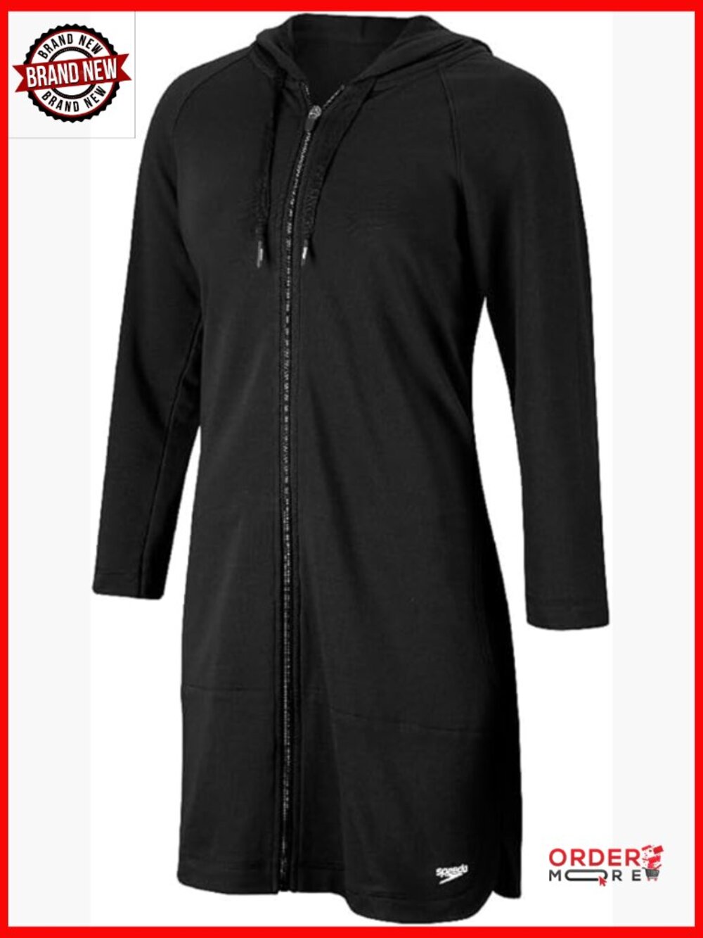 Women's Hooded Aquatic Fitness Robe Cover-Up Full Front Zip UPF 50+